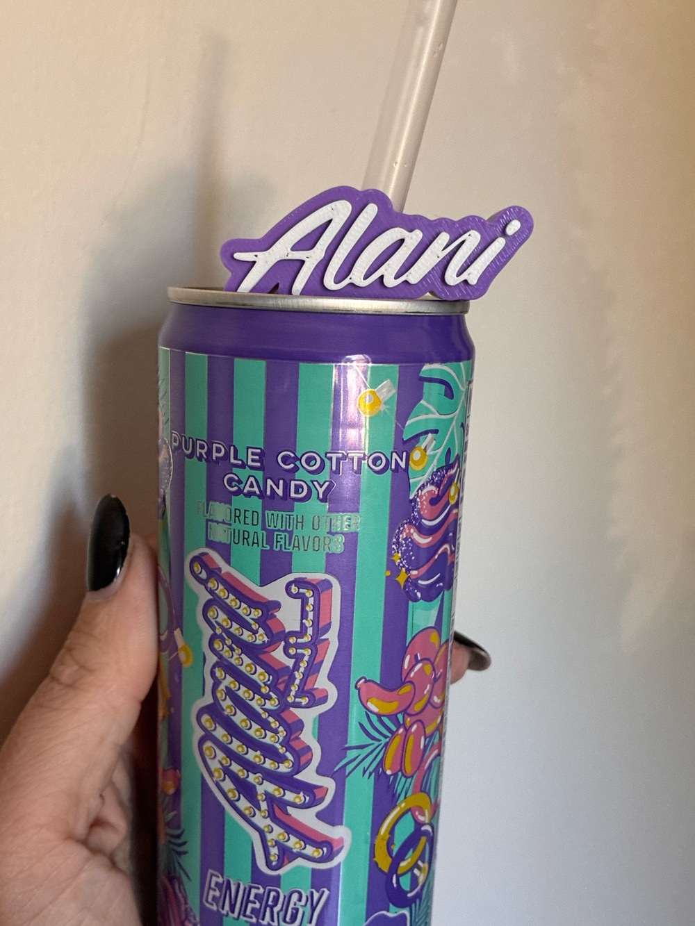 Alani Purple and White 'Alani' Straw Charm